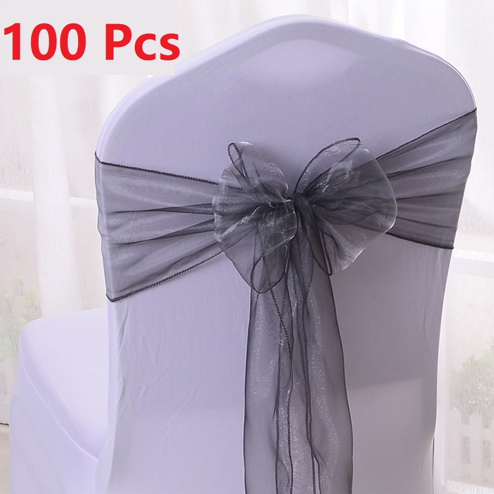 100/50 Pcs Premium Sheer Organza Chair Sashes Bows Sashes Ties Ribbon