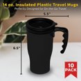 thumbnail image 5 of 14 oz. Insulated Plastic Travel Mugs - 10 pack - Black, 5 of 5