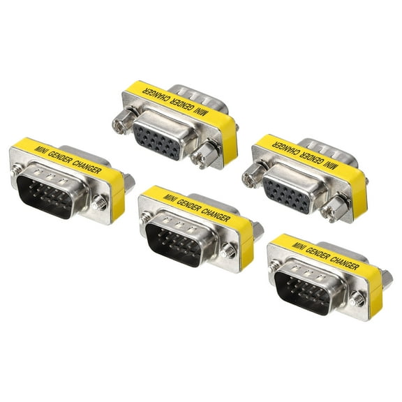 Uxcell VGA Coupler VGA Gender Changer Connector Male to Female VGA Adapter Conversion for Cable Extender, Pack of 5