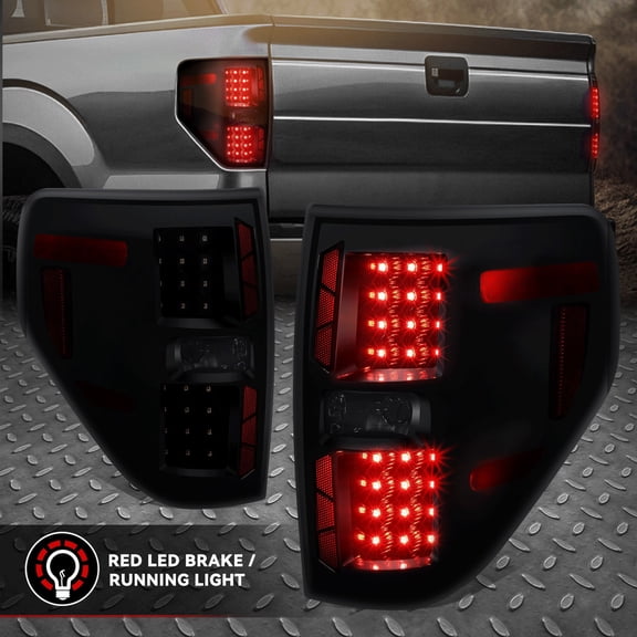 Nuvision for 09-14 Ford F-150 Red LED Rear Tail Light Brake Reverse Lamps Smoked Pair
