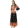 thumbnail image 2 of Bimba Women's Casual Floral Digital Printed Black Long Moss Georgette Dress-26, 2 of 5
