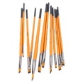 thumbnail image 3 of 12 pinceles acrílicos de nailon alisadores con mango de madera y virola de metal, ideales para manualidades y artistas, con mango naranja y punta oblicua., 3 of 14
