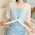 thumbnail image 6 of Yokua Womens Short Sleeve Sheer Meshes Shrug Tie Front Cropped Boleros Cardigans, 6 of 19