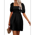 thumbnail image 2 of Women'S Puff Short Sleeve Boho Dress Square Neck Summer A Line Dresses Black S, 2 of 7