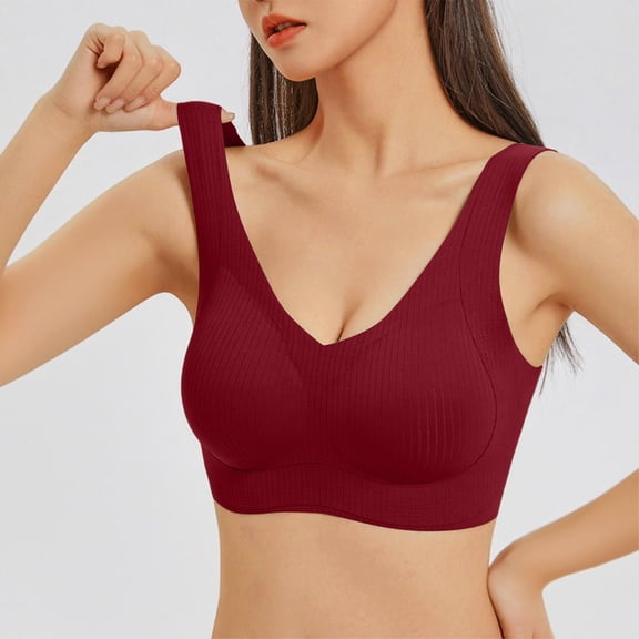 Sports Bras for Women No Underwire Plus Size 1Pc Underwear Bra Everyday Underwear Red M-6XL