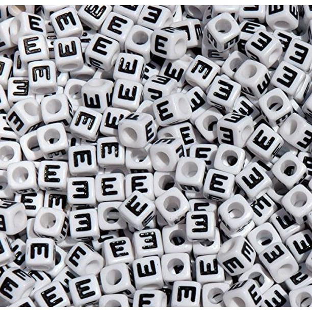 Jolly Store Crafts Letter "E" 7mm Cube Shape Alphabet Beads