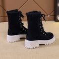 thumbnail image 5 of Luxalzxs Womens Fall/Winter Thick-Soled Snow Short Boots Lace-Up Furry Velvet Warm Mid-Calf Cotton Shoes, 5 of 5