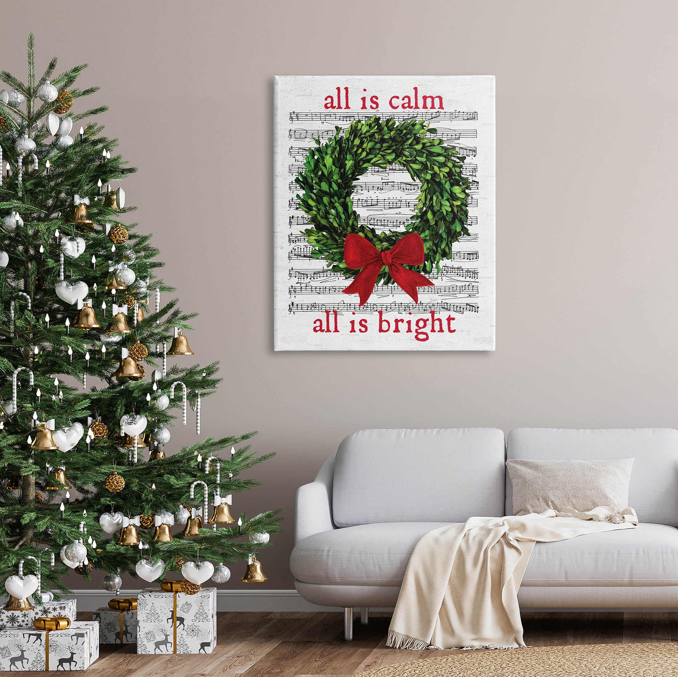 Stupell Industries All Is Calm Christmas Song Graphic Art Gallery Wrapped Canvas Print Wall Art, Design by Lettered and Lined