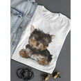 thumbnail image 3 of Smartprints Womens Graphic Tee White - Cute Yorkie Dog Puppy 100% Cotton Regular Fit, 3 of 4