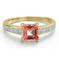thumbnail image 3 of Gem Stone King 14K Yellow Gold Ecstasy Mystic Topaz and White Lab Grown Diamond Engagement Ring for Women | 1.80 Cttw | Princess 6MM | Gemstone November Birthstone | Size 6, 3 of 6