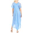 thumbnail image 2 of Sakkas Myani Two Tone Embroidered Sheer Cap Sleeve Caftan Long Dress | Cover Up - Blue - One Size Regular, 2 of 5