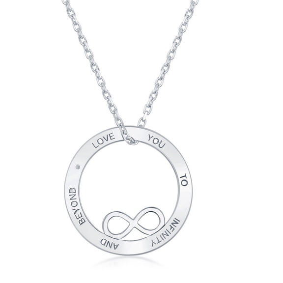 TheJewelryHut Fancy Designer Sterling Silver Love You to Infinity and Beyond' Open Circle with Infinity Necklace