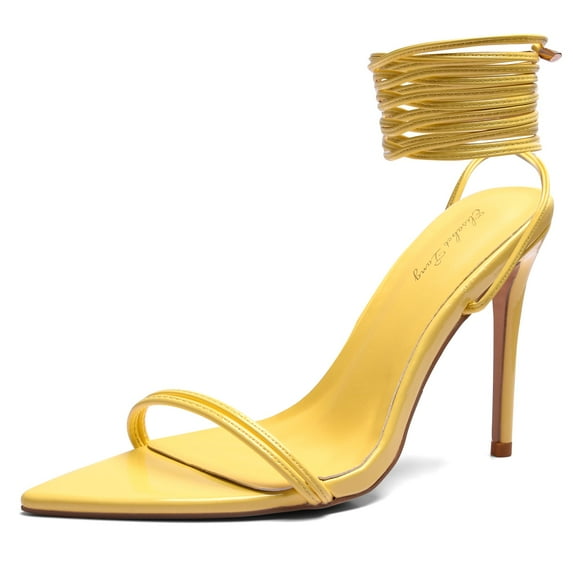 Lace up High Heel Sandals Pointed toe Strappy Open Stiletto Heels Party Wedding Shoes