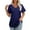 Navy, variant on OSOLU Solid Color Women T-Shirt Tee Tops V-Neck Short Sleeve Casual Tops Loose Fit Basic Tees With Curved Hem Trendy Dailywear
