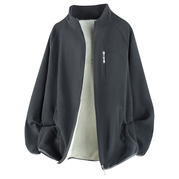 Kalauyu Men's Fleece Jacket Full Zip Sherpa Lined Thick Warm Winter Outdoor Hiking Jacket Sweatshirt