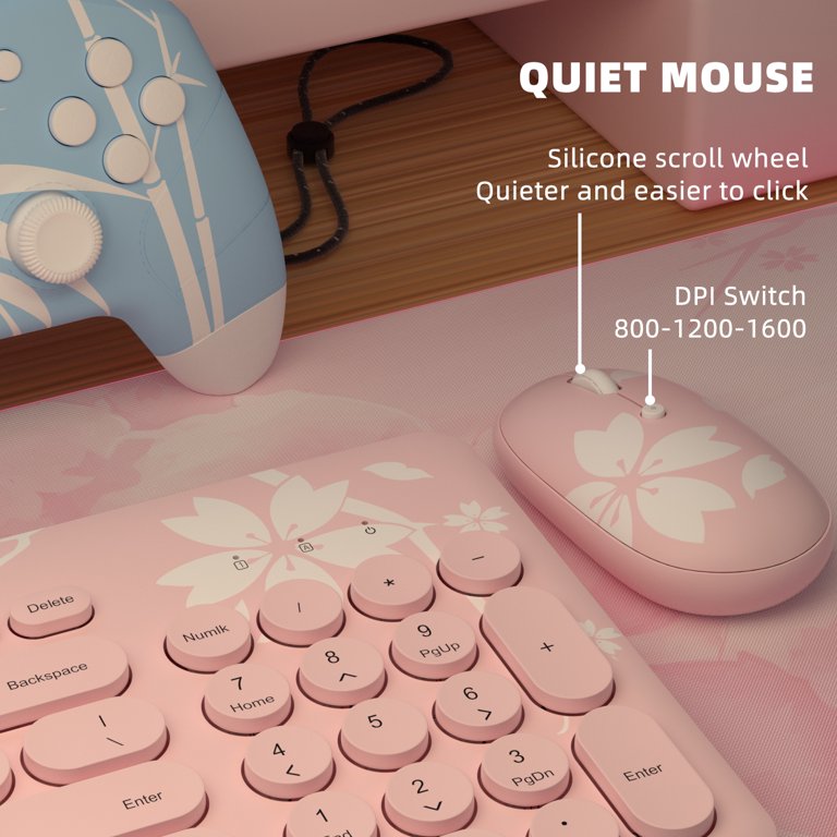 Hottest Cherry Blossom Pink Simple Modern Ergonomic Stylish Ultra Thin  Design USB Receiver Wireless Combo Mouse and Keyboard for Desktop Computer  - China Retro Keyboard and Punk Keyboard price