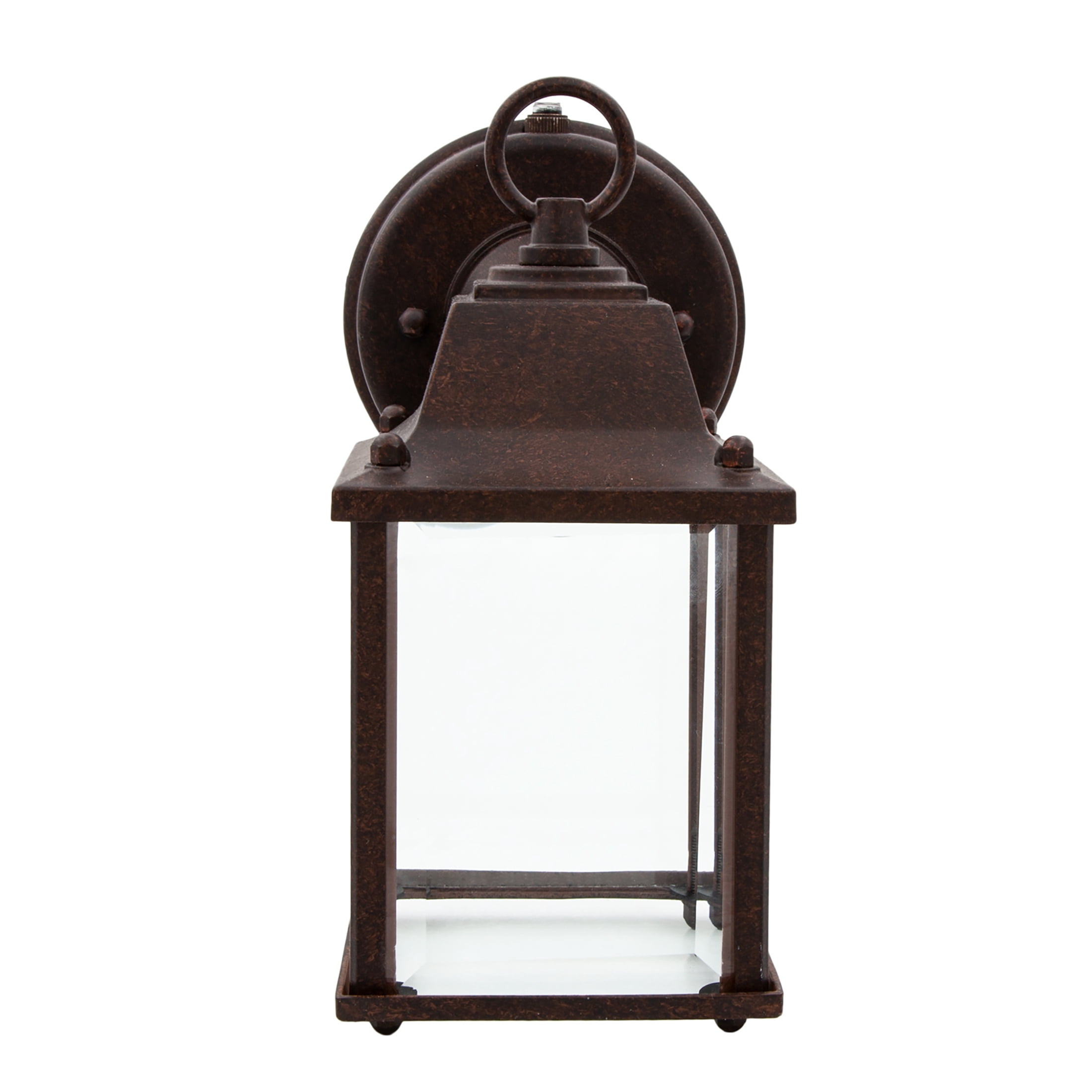 Maxxima LED Porch Lantern Outdoor Wall Light, Aged Bronze w/ Clear Glass, Dusk to Dawn Sensor, 650 Lumens, 3000K Warm White