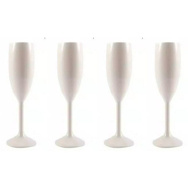 Bewildely 4 copas de cristal reutilizables para alimentario, resistentes a roturas, ideales para cócteles, bodas, fiestas y reuniones. Barra de herramientas blanco