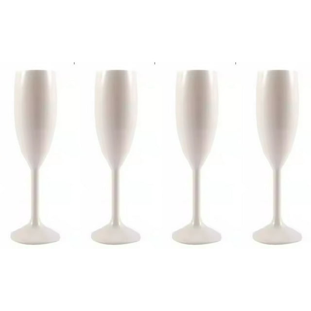 stanreset 4PCS Champagne 170ml Glass, Plastic Glass, Reusable Food Grade Material, - Cocktail for Weddings, Parties, Gatherings white