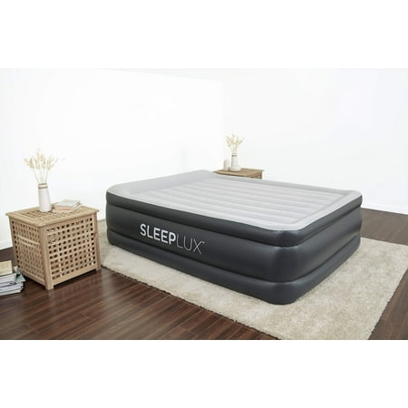 SleepLux Queen Air Mattress with Built-in AC Pump | 22  Raised Inflatable Airbed | Includes Built-in Pillow and USB Charge Port | Best Back and Shoulder Support | Durable Tritech Mate