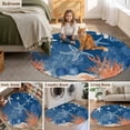 thumbnail image 6 of Summer Blue Ocean Round Living Room Rugs 8 ft, Vintage Nautical Sea Orange Blue Starfish Coral Shell Washable Large Area Rug with Non-Slip Sturdy Edge Binding Round Carpet for Dining Room Kitchen, 6 of 9