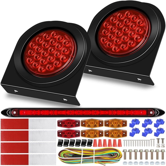 ZHIBO 4" Round LED Trailer Light Kit, Waterproof, Stop/Brake/Turn/Side Marker, for Boat RV Truck