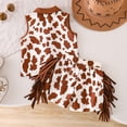 thumbnail image 6 of kpoplk Girls Clothes Summer 2 Piece Outfits Sleeveless Butterfly Knot Ruffle Hem Tops and Shorts Kids Short Sets 2-10 Years Size 2-3 Years,Khaki, 6 of 9