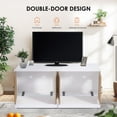 thumbnail image 4 of Ataucjin Cat Litter Box Enclosure for 2 Litter Boxes, 47'' Hidden Litter Box Enclosure with Double Room, Wooden Cat House TV Stand Sideboard with 4 Sisal Doors, 4 of 7