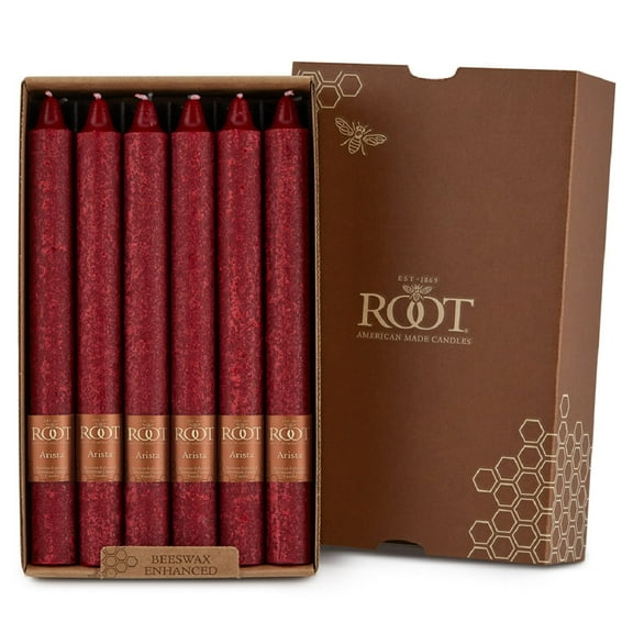 ROOT Candles Unscented Timberline™ Arista Taper Candles, 9-Inch Tall, Box of 12, Color: Garnet