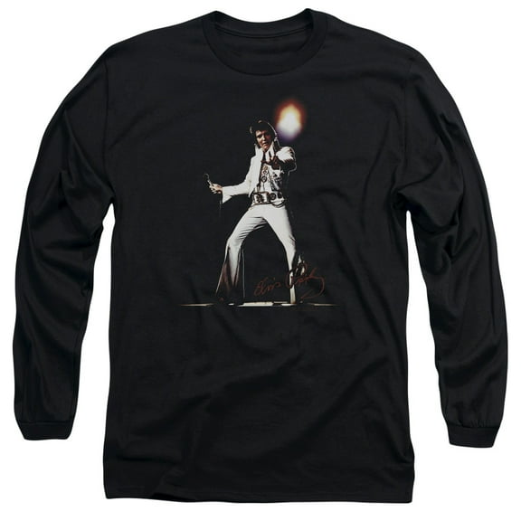 Trevco ELV727-AL-2 Elvis Presley & Glorious Adult 18-1 Long Sleeve T-Shirt, Black - Medium