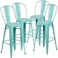 thumbnail image 1 of Commercial Grade 4 Pack 30" High Mint Green Metal Indoor-Outdoor Barstool with Back, 1 of 9