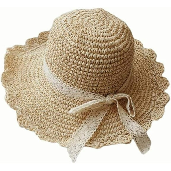 Summer Beach Sun Straw Hats for Women Wide Brim Packable Travel Bucket Hats UPF 50