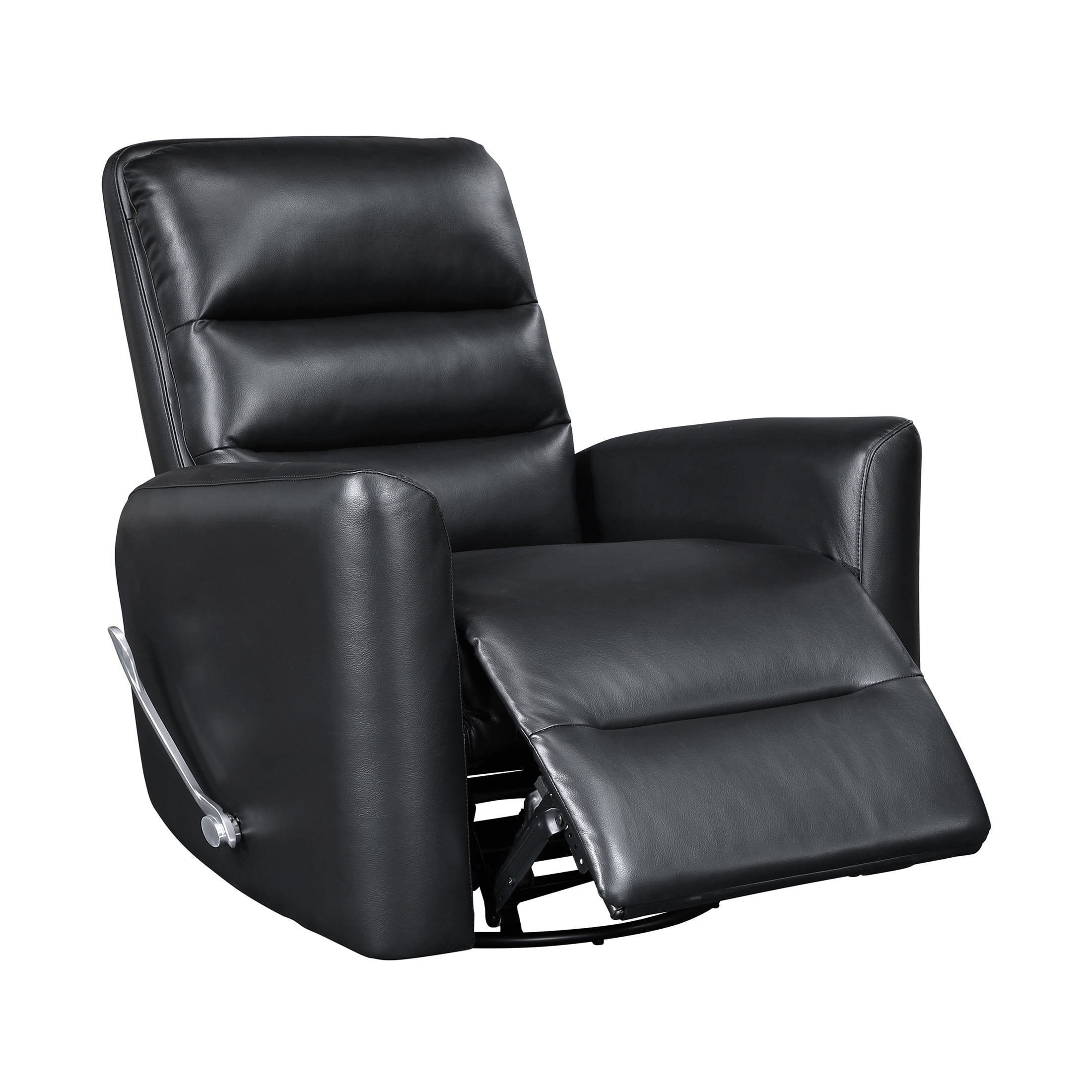 OakvillePark Crestshire Faux Leather Swivel Glider Reclining Chair, Black