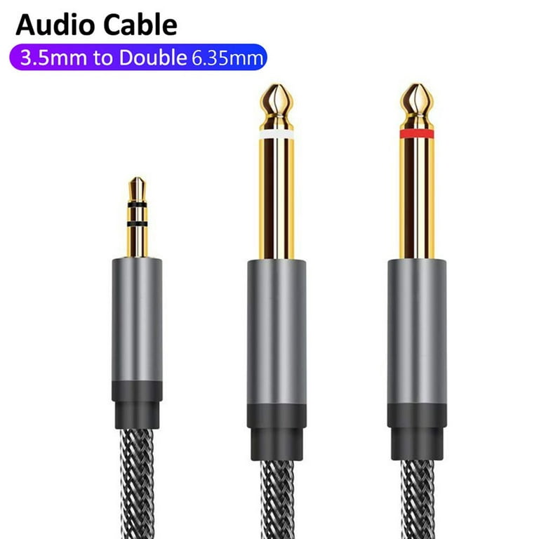Professional Aux Wire Connector Phone to Mixer Audio Cable 3.5mm to Double  6.35mm Male to Male Y Splitter Cord 2M
