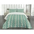 thumbnail image 3 of Ambesonne Turquoise Quilted Bedspread Set 3 Pcs, Traditional Polka Dot, Queen Size, Turquoise Brown Cream, 3 of 5