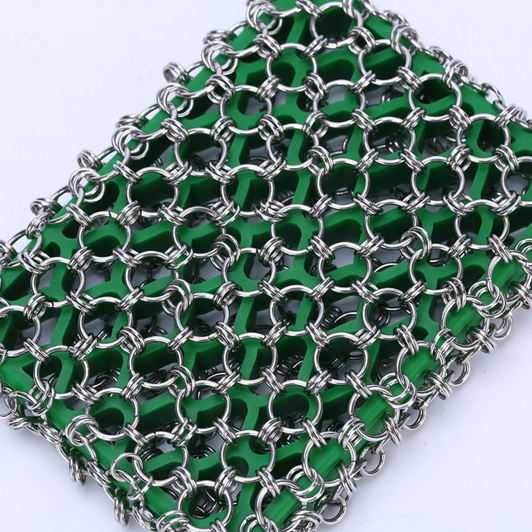 Cast Iron Cleaner Chainmail Scrubber with Pan Scraper, Upgraded