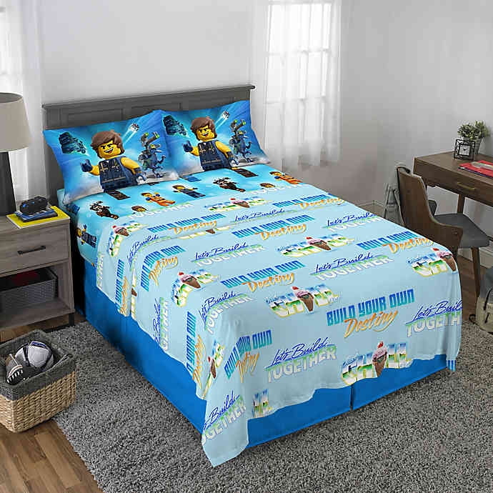 Twin Bed Set 5 Piece Comforter Sheets Pillowcase Tote 2DayShip LEGO Movie 2 