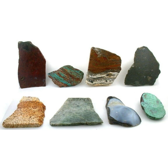 Eight Agate Jasper Chrysocolla Jade Slab Cabochon Cab Gemstone Rough AS8/5923