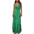 thumbnail image 2 of Drppepioner Robes Femmes Été Mode Femmes Été Bohème Robe Mi-Longue à Bretelles Verte 8(L), 2 of 7