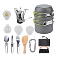 thumbnail image 1 of Sonducket 11pcs Camping Cookware Mess Kit w/ Set Pot Stoves Carabiner Kits de desorden para acampar verde negro, 1 of 1