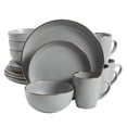 thumbnail image 1 of Juego de vajilla Gibson Home Rockaway con borde gris/dorado, 16 piezas, 1 of 7