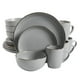 thumbnail image 1 of Juego de vajilla Gibson Home Rockaway con borde gris/dorado, 16 piezas, 1 of 7
