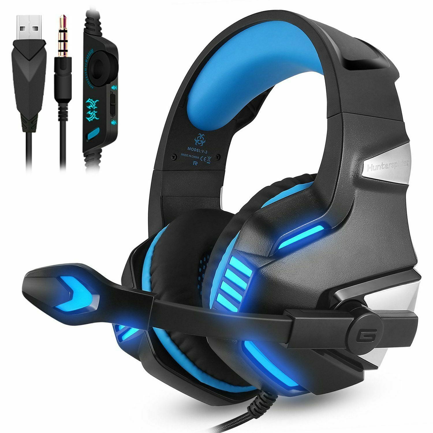 Gaming headset 3.5mm MIC LED Headphones for PC SW Laptop PS4 slim Xbox One X S