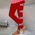 thumbnail image 2 of lcziwo Lightning Sale, Workout Leggings for Women Trendy Letter Graphic Print Compression Leggings Casual High Waisted Tummy Control Tight Yoga Pants Red S, 2 of 7