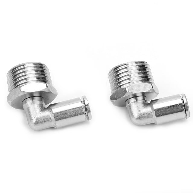 Elbow 2Pcs All Copper Nickel Plated 6mm Pneumatic Quick Connector+90 Degrees BSPP Male Thread1/2''