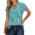 thumbnail image 2 of KISSMODA Womens Short Sleeve Shirts Summer Tunic Tops Floral Blouses 2025 Dressy Casual (S-3XL), 2 of 4