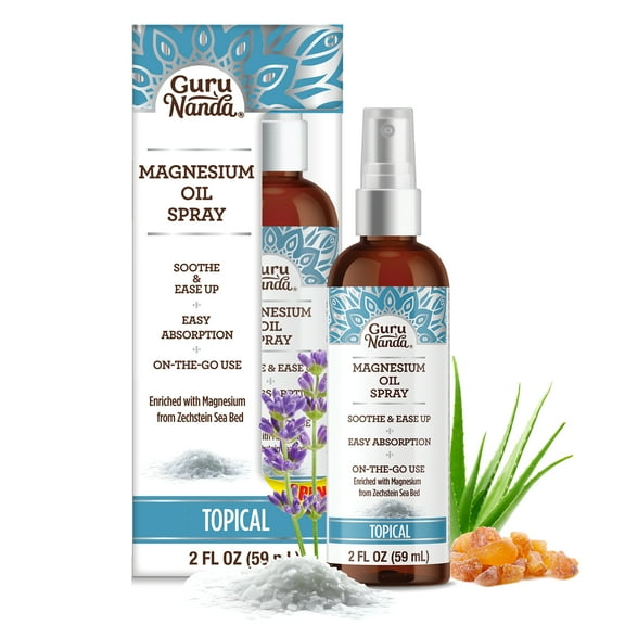 GuruNanda Magnesium Oil Spray for Muscle Relief & Soothing Aches - Quick Absorbing- 2oz
