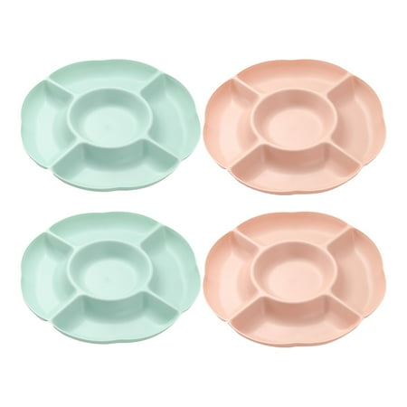 

4 Pcs Durable Plastic Fruit Trays Desktop Plates Snack Trays for Storage (Pink Green)