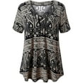 thumbnail image 1 of Women Plus Size Paisley Print Tops Blouse Short Sleeve V Neck Pleated T Shirt Casual Summer Flowy Tunic Tops Flare Shirt, 1 of 2