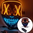thumbnail image 1 of Máscara LED que brilla intensamente EL Equipo de salto colorido de Halloween Net Celebrity Funny, Parte superior naranja + parte inferior azul, 21 * 19 * 8.5 cm LingWen 1327534335644, 1 of 1